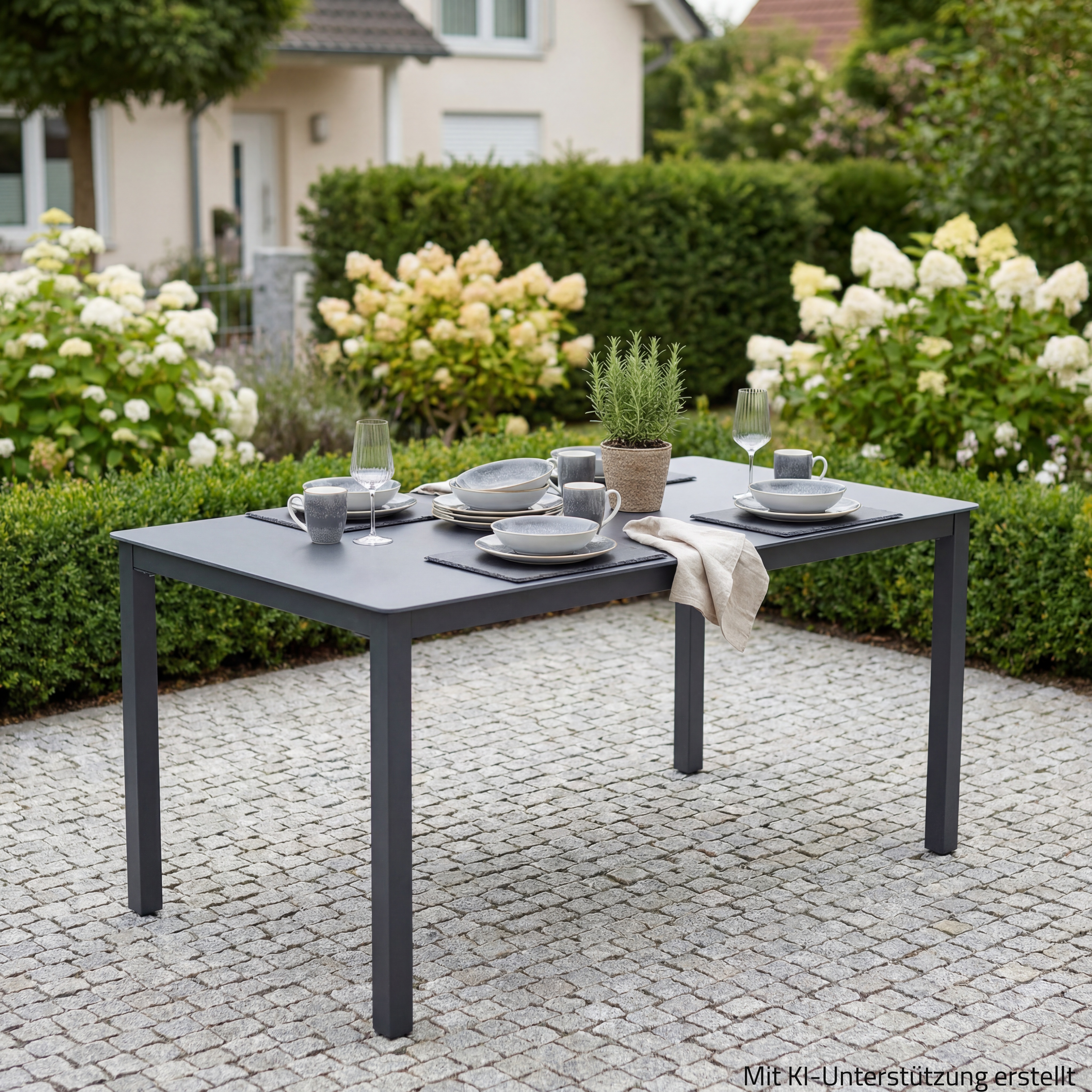 Gartentisch - anthrazit - Aluminium - 140x80 cm