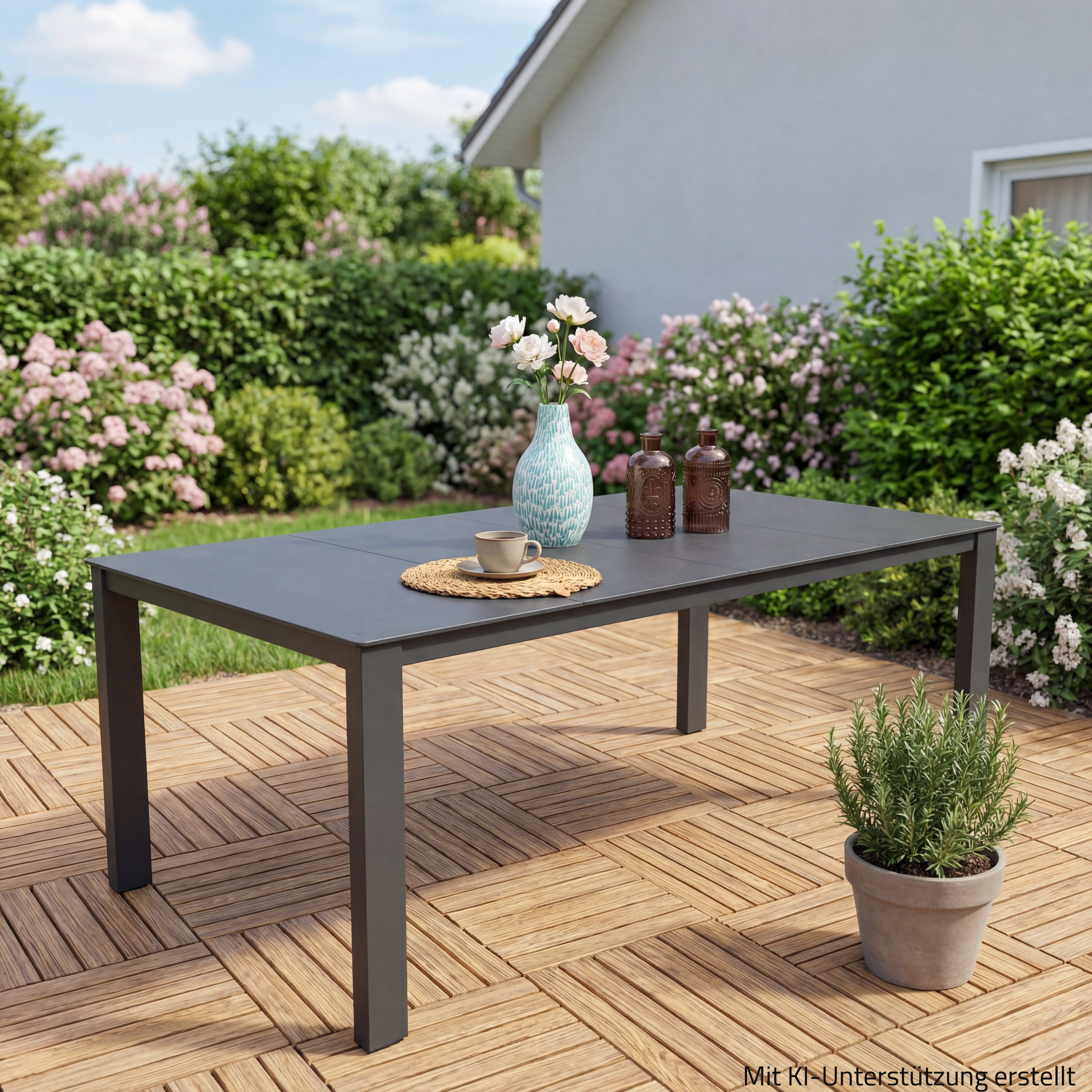 Gartentisch - anthrazit - Aluminium - 190x90 cm