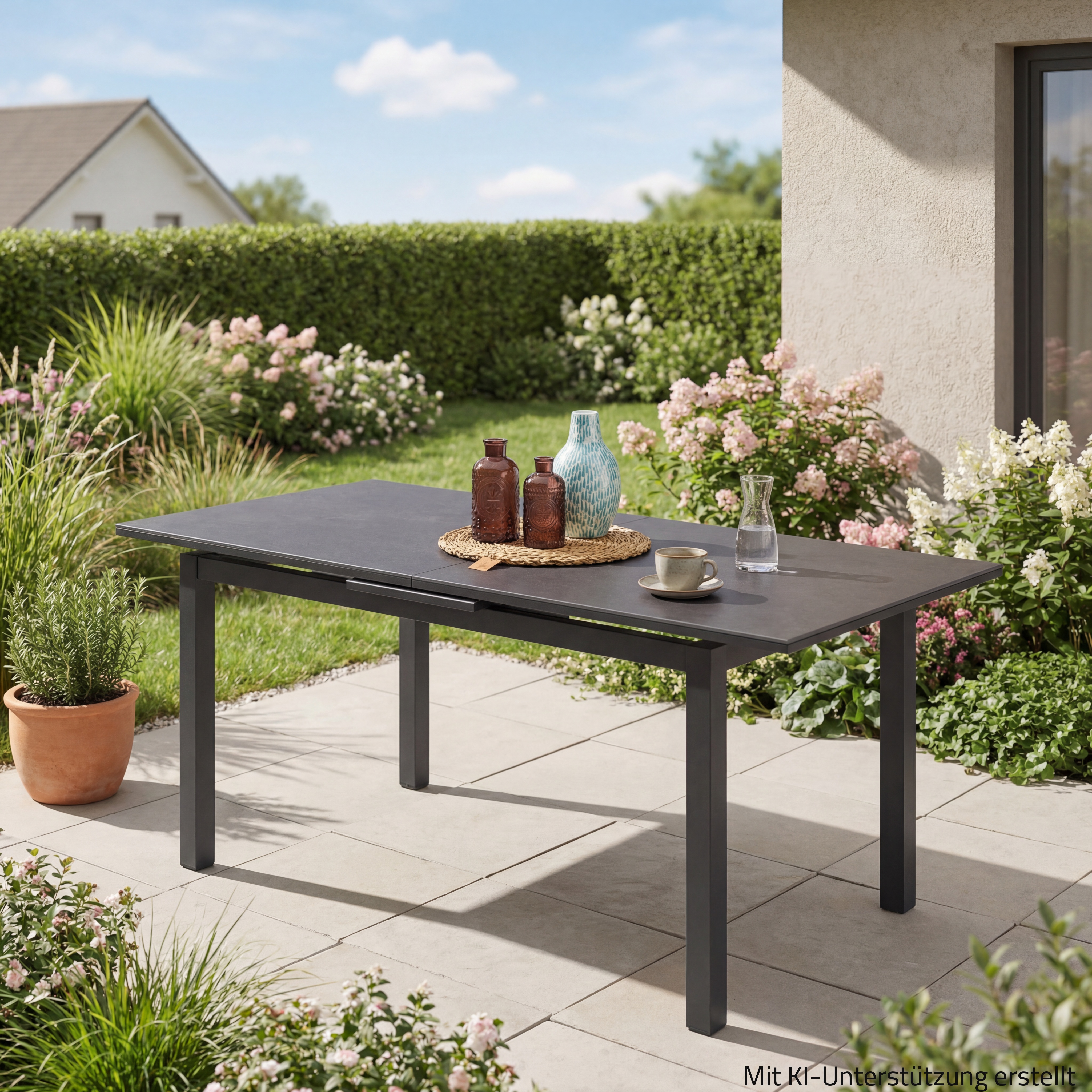 Gartentisch - anthrazit - ausziehbar - 130-160 cm