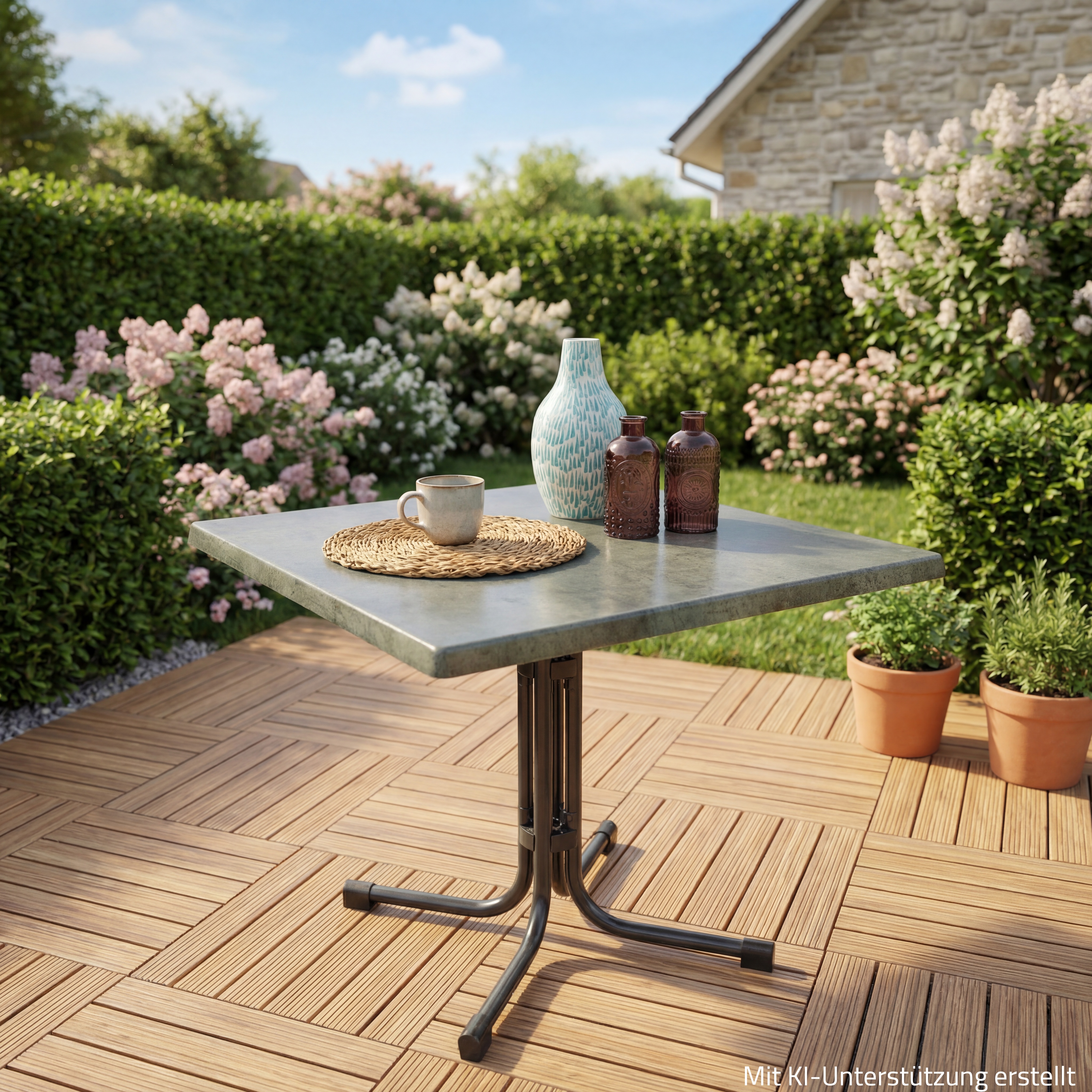 Gartentisch - anthrazit-cemento - klappbar - 80x80 cm