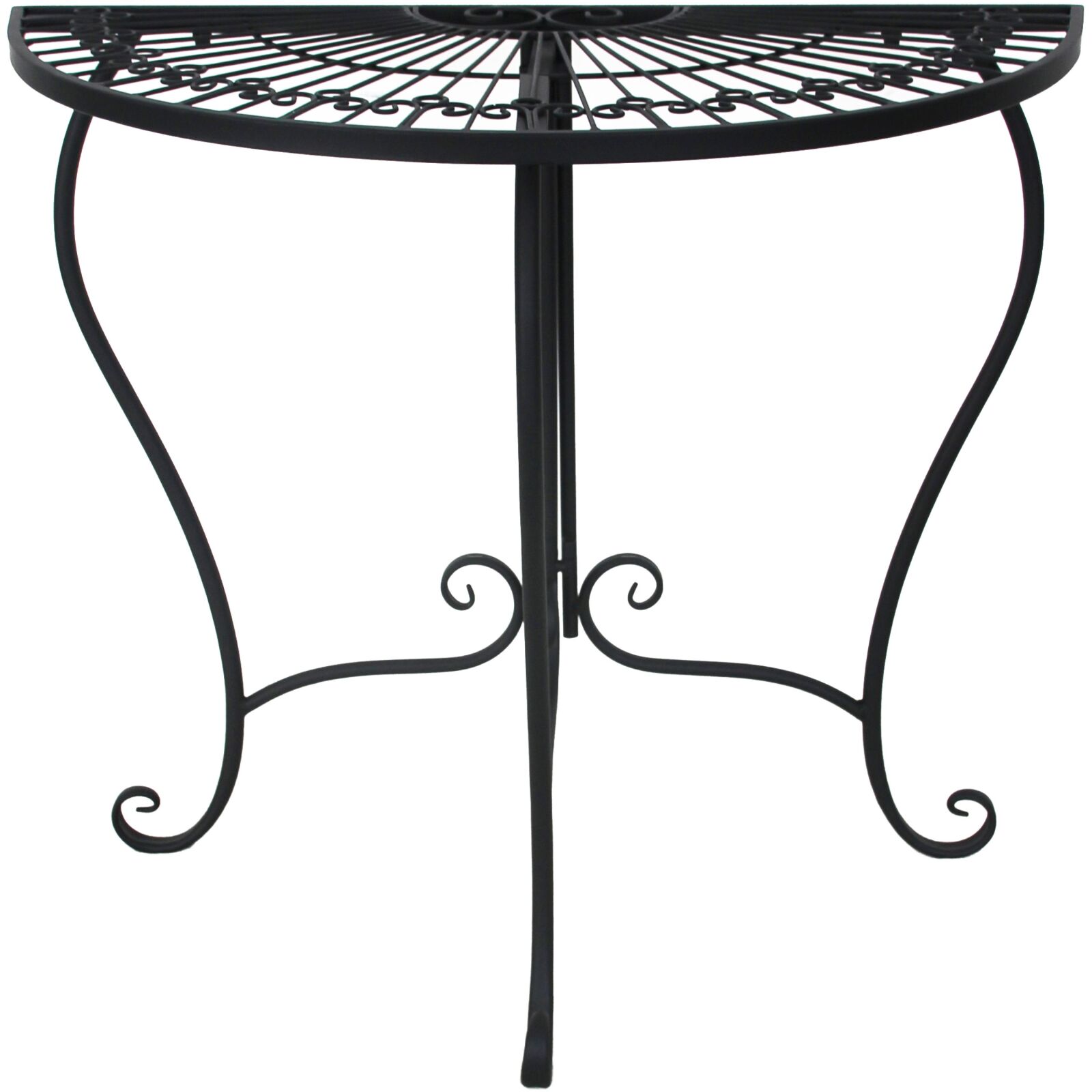 Gartentisch FAKO - schwarz matt - halbrund - 80 cm