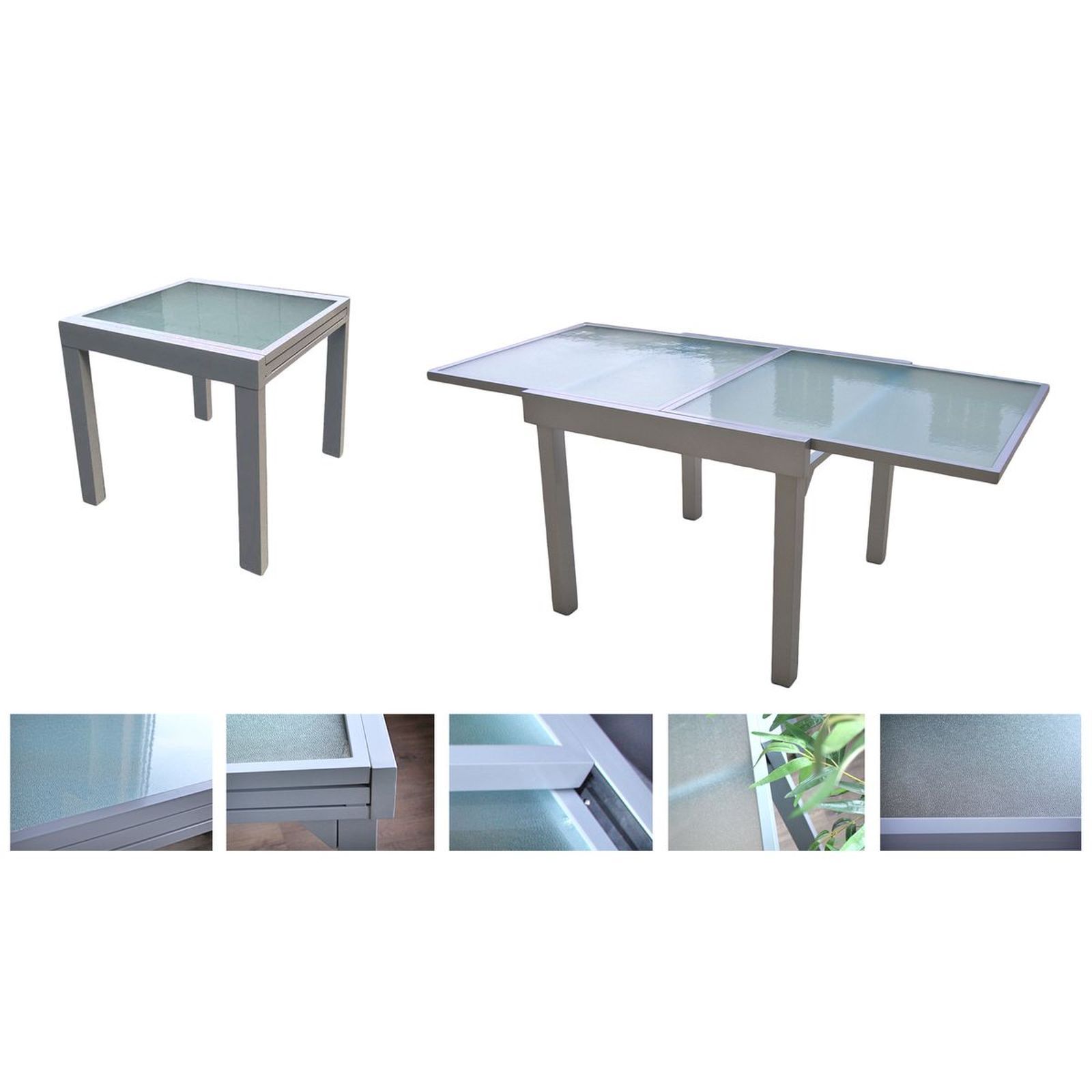 Gartentisch LOLA grau Glas ausziehbar bis 180 cm Online bei