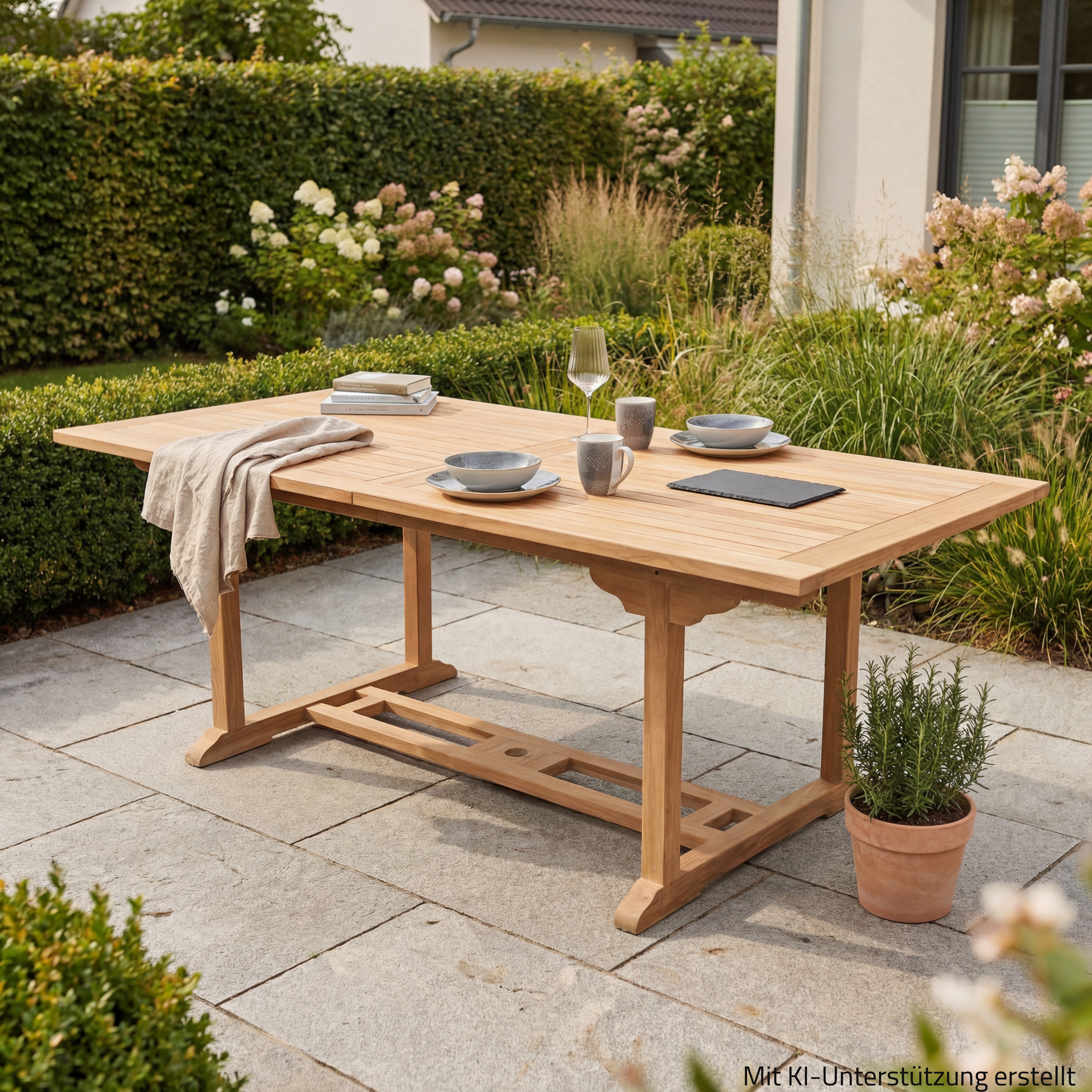 Gartentisch SOLO - Teak Massivholz - ausziehbar