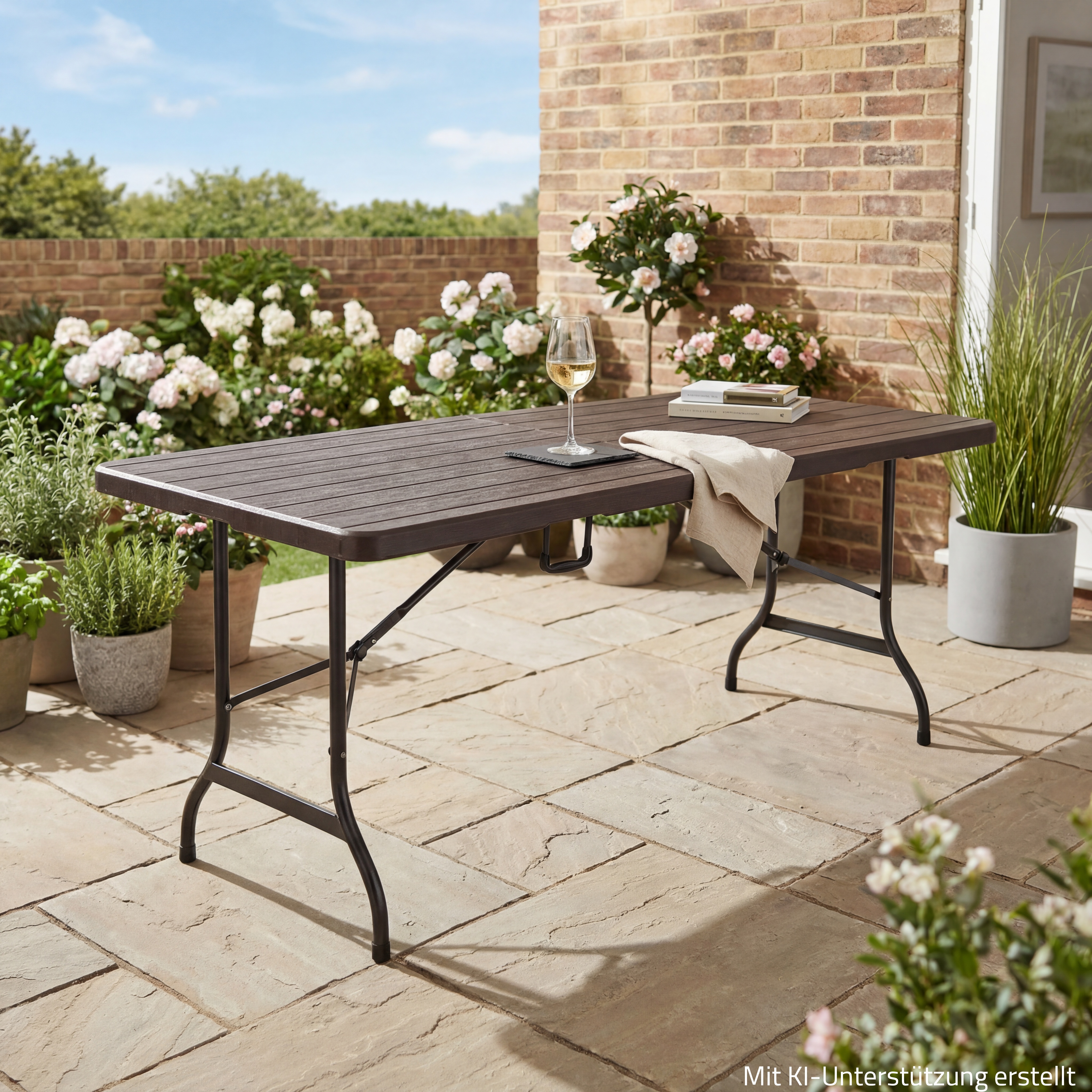 Gartentisch Tabora - braun-schwarz - klappbar