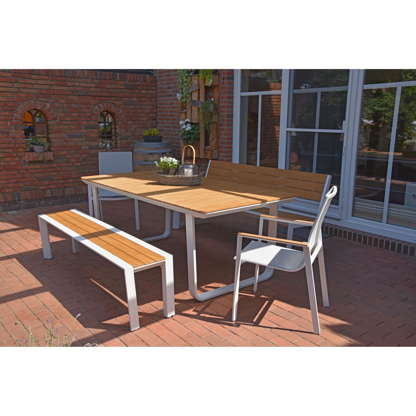 Gartentisch VENICE - Holzoptik-weiß - 200 cm