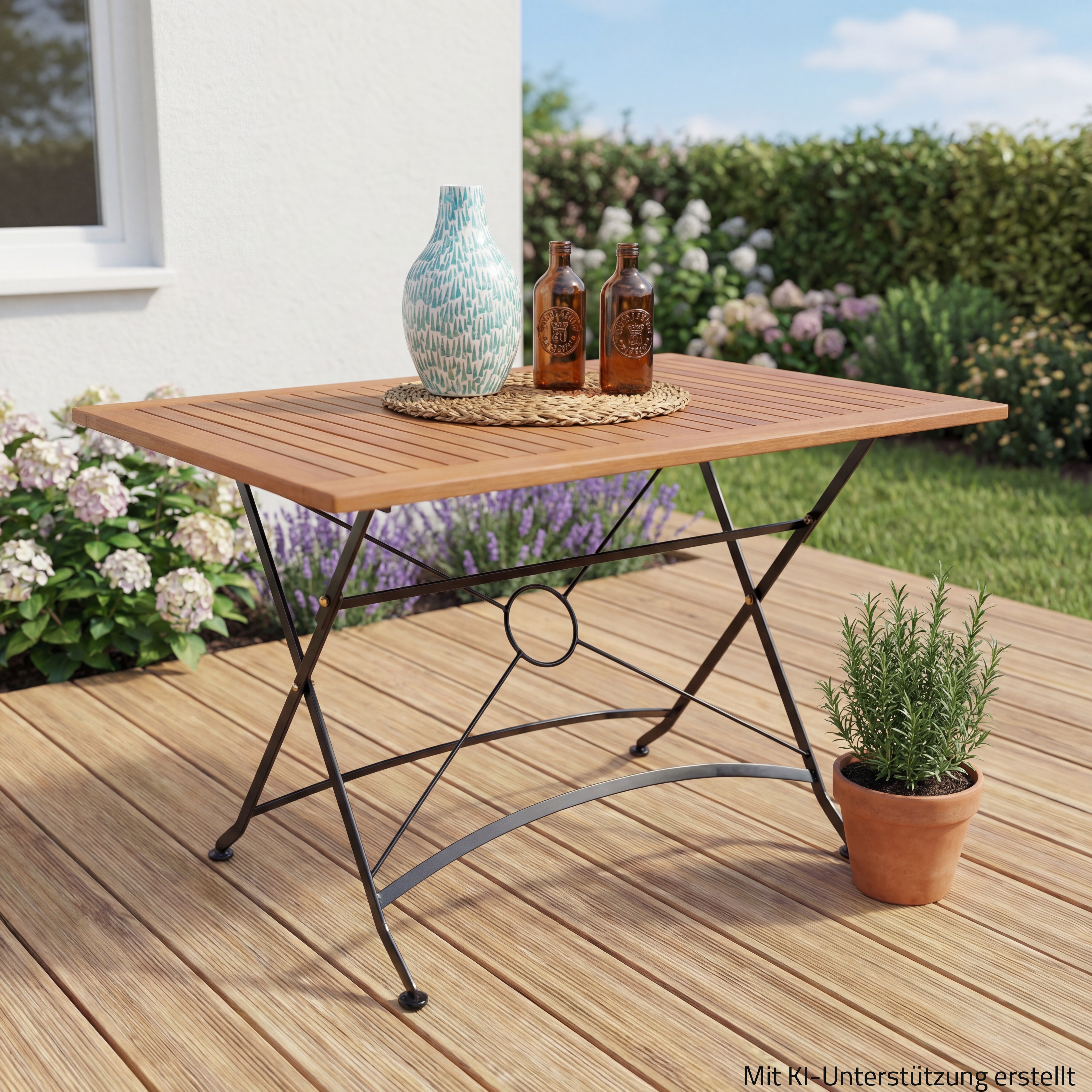 Gartentisch WIEN - natur-schwarz - Eukalyptus - klappbar