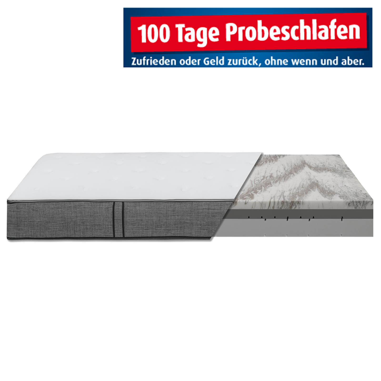 Gel-Kaltschaummatratze SILVERSLEEP - 3in1 Härtegrade - 90x200 cm