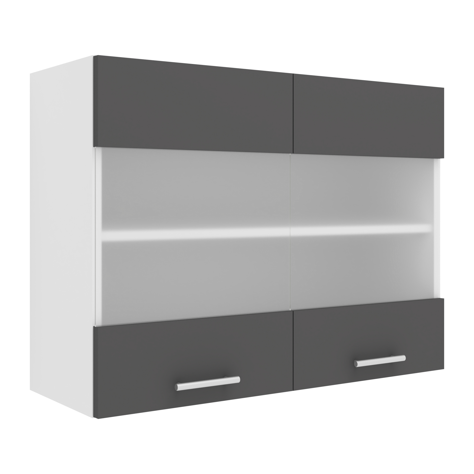 Glas-Hängeschrank ESILO - anthrazit - weiß - 80 cm