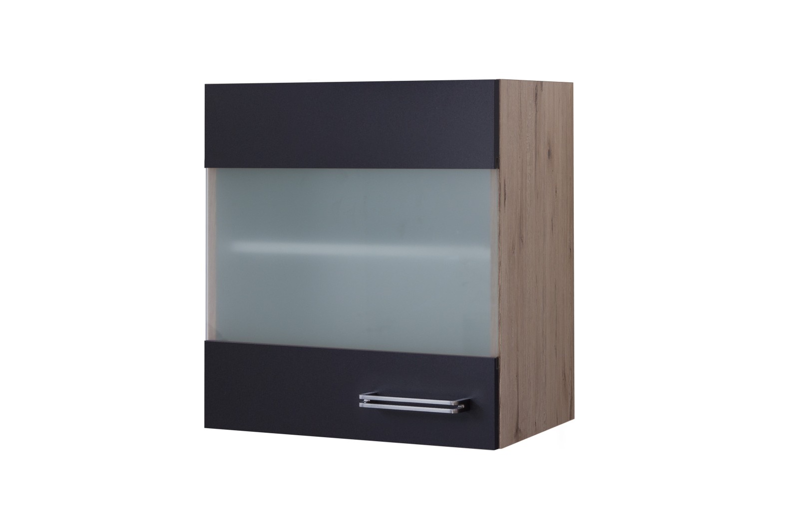 Glas-Hängeschrank RISENTO - antharzit - San Remo Eiche - 50 cm