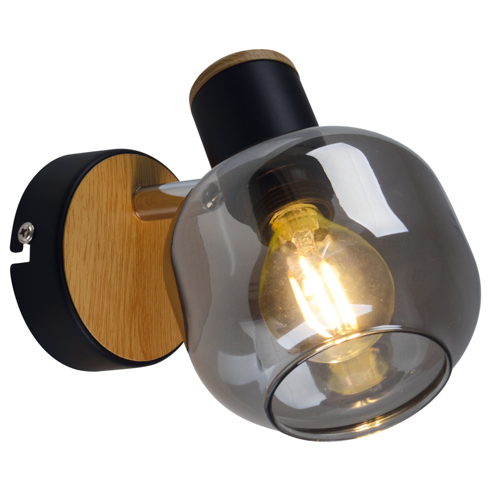 Glas-Wandspot - schwarz - 1-flammig