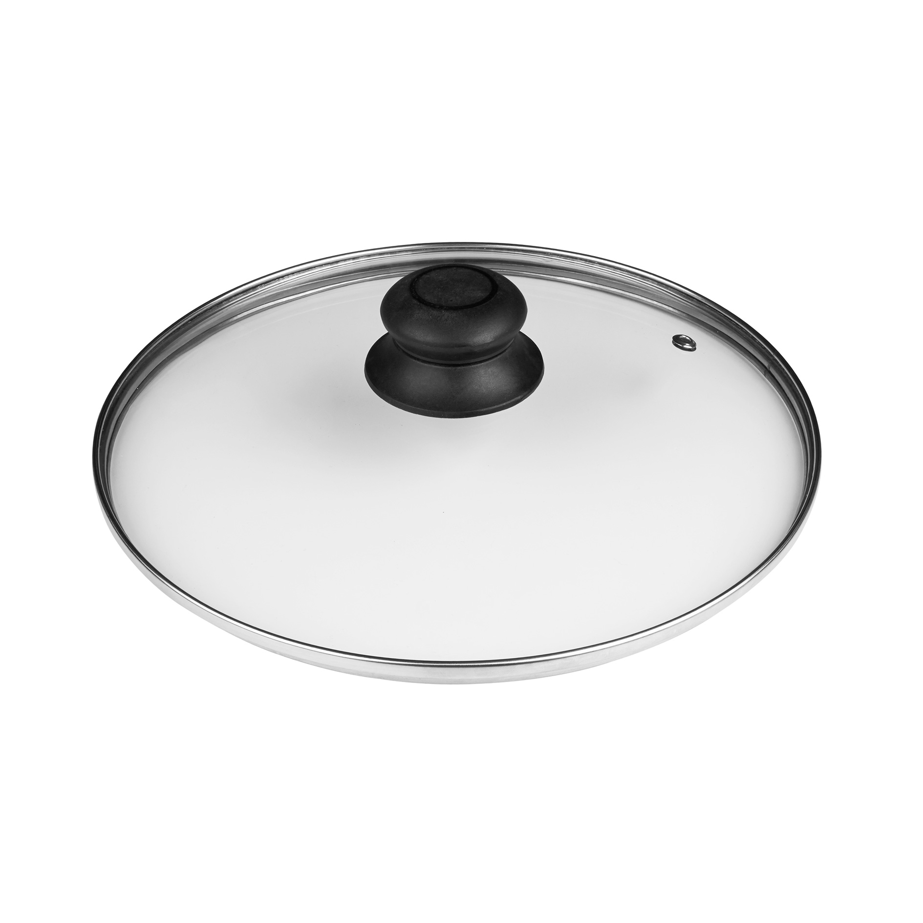 Glasdeckel - transparent-schwarz - Kunststoffknopf - Ø 20 cm