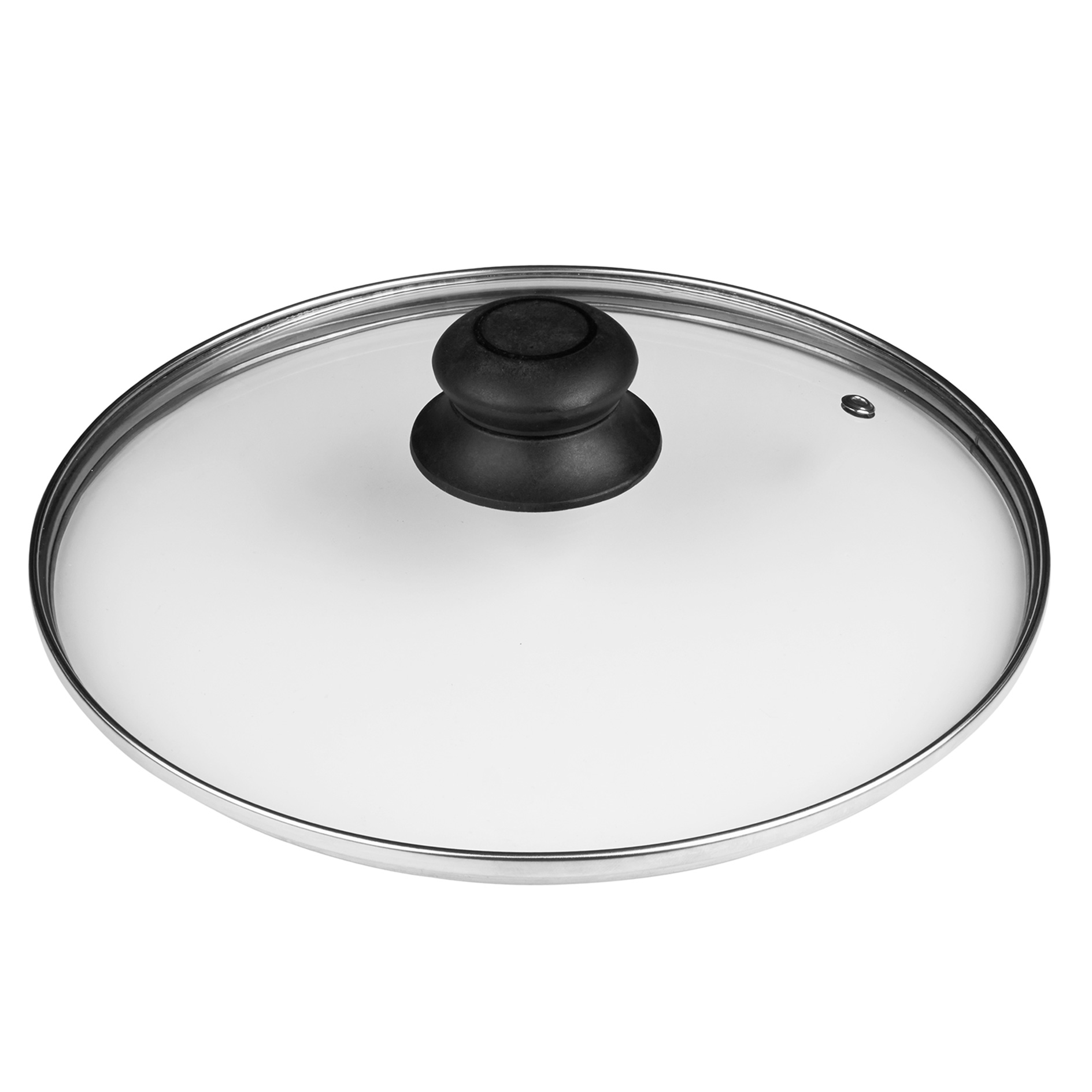 Glasdeckel - transparent-schwarz - Kunststoffknopf - Ø 28 cm