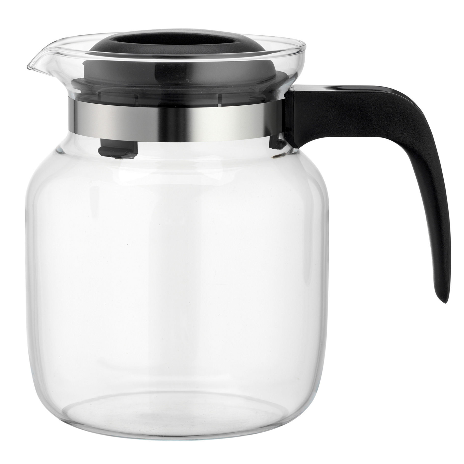 Glaskanne - transparent-schwarz - mit Deckel - 1,25 Liter