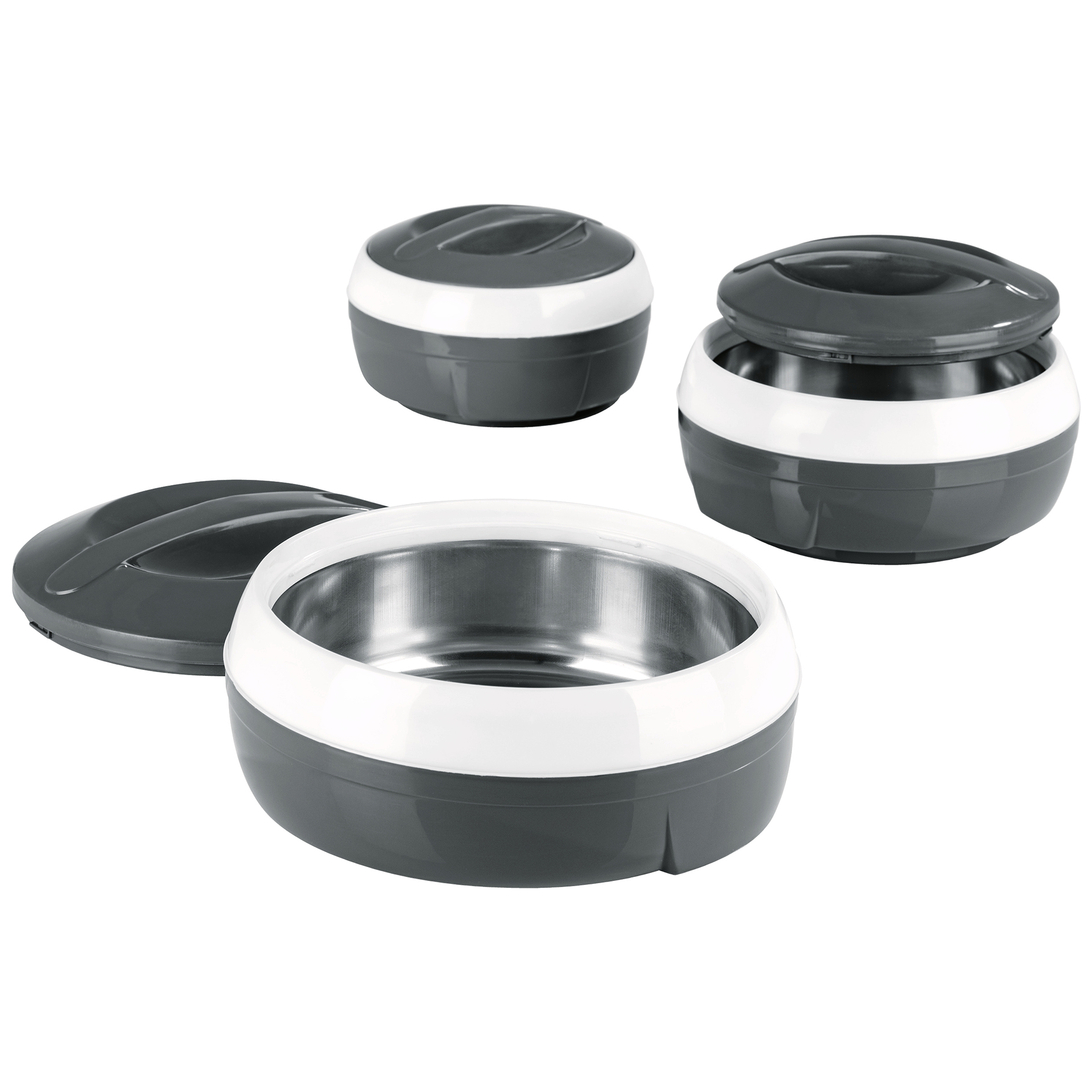 GOURMETMAXX 3-teiliges Thermo-Schüssel-Set - grau-weiß