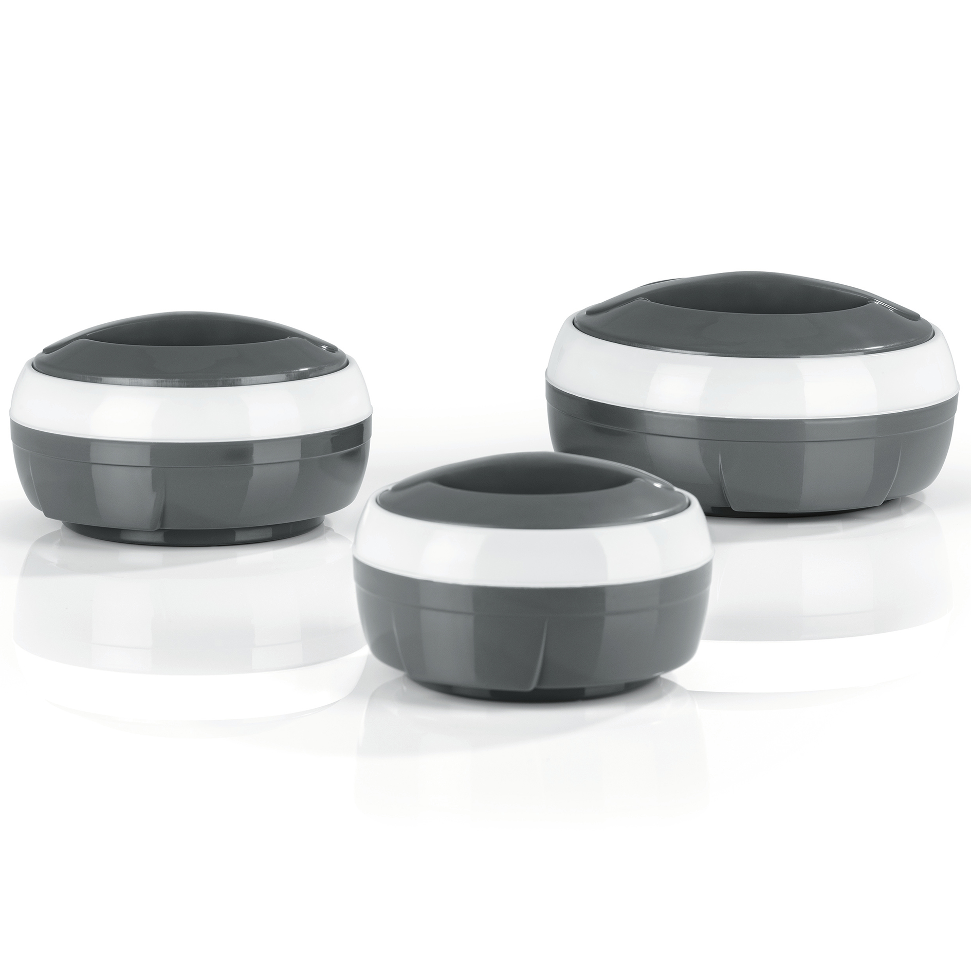 GOURMETMAXX 3-teiliges Thermo-Schüssel-Set - grau-weiß