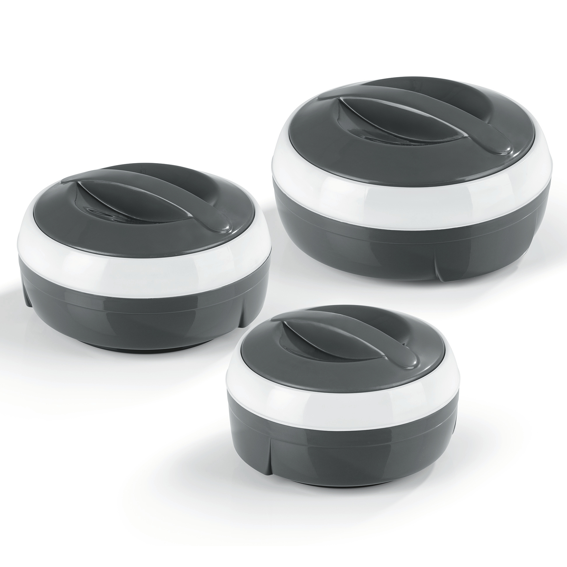 GOURMETMAXX 3-teiliges Thermo-Schüssel-Set - grau-weiß