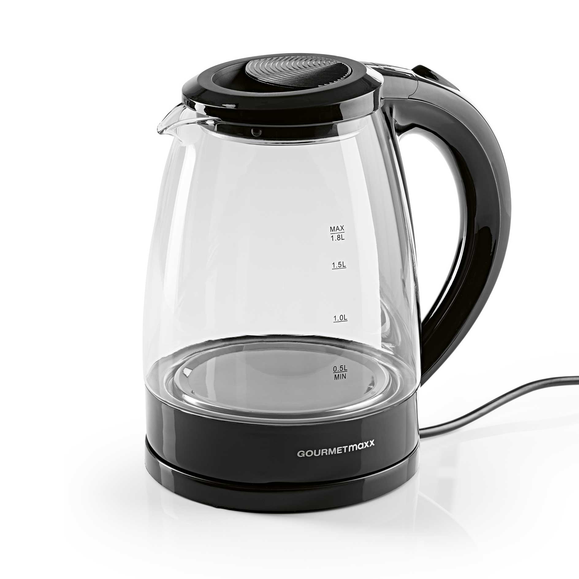 GOURMETMAXX Glas-Wasserkocher - schwarz - 1,8 Liter