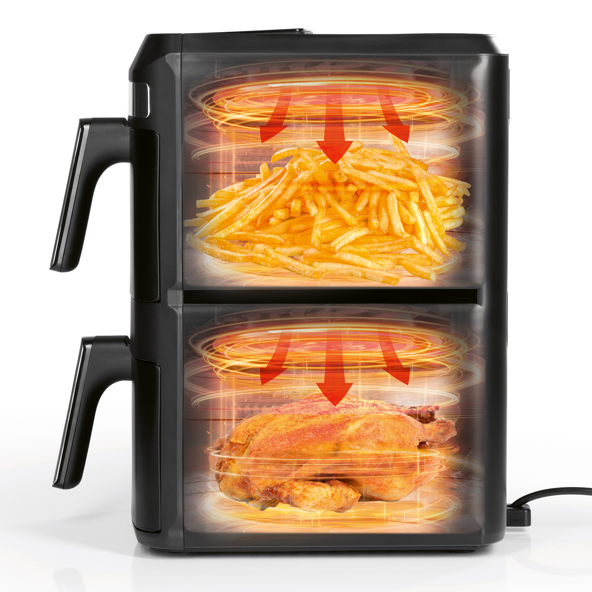 GOURMETMAXX Heißluft-Fritteuse FryUp XL - mit Sichtfenstern - 2x 6 Liter