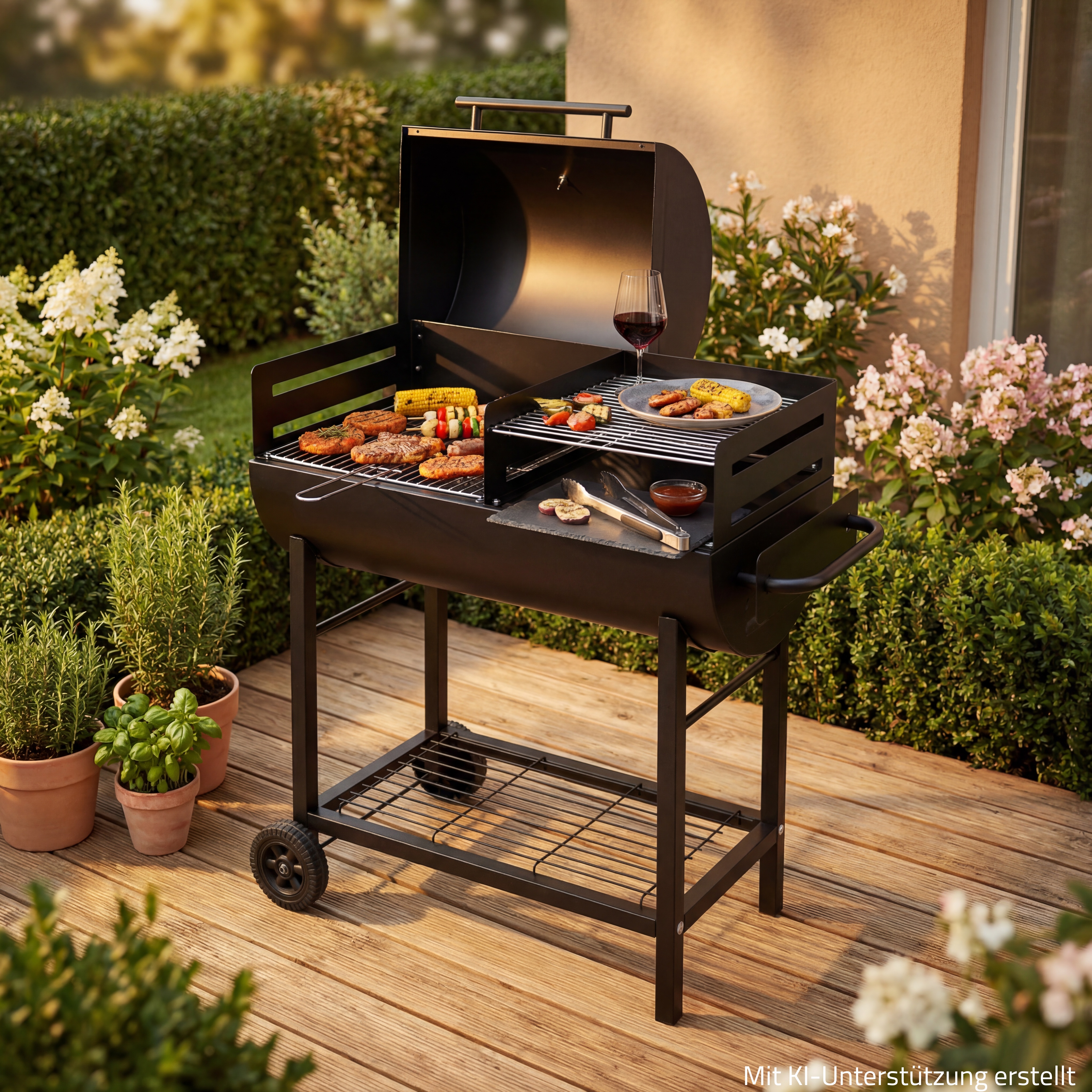 Grillfass DETROIT - schwarz - 2x 35x37 cm