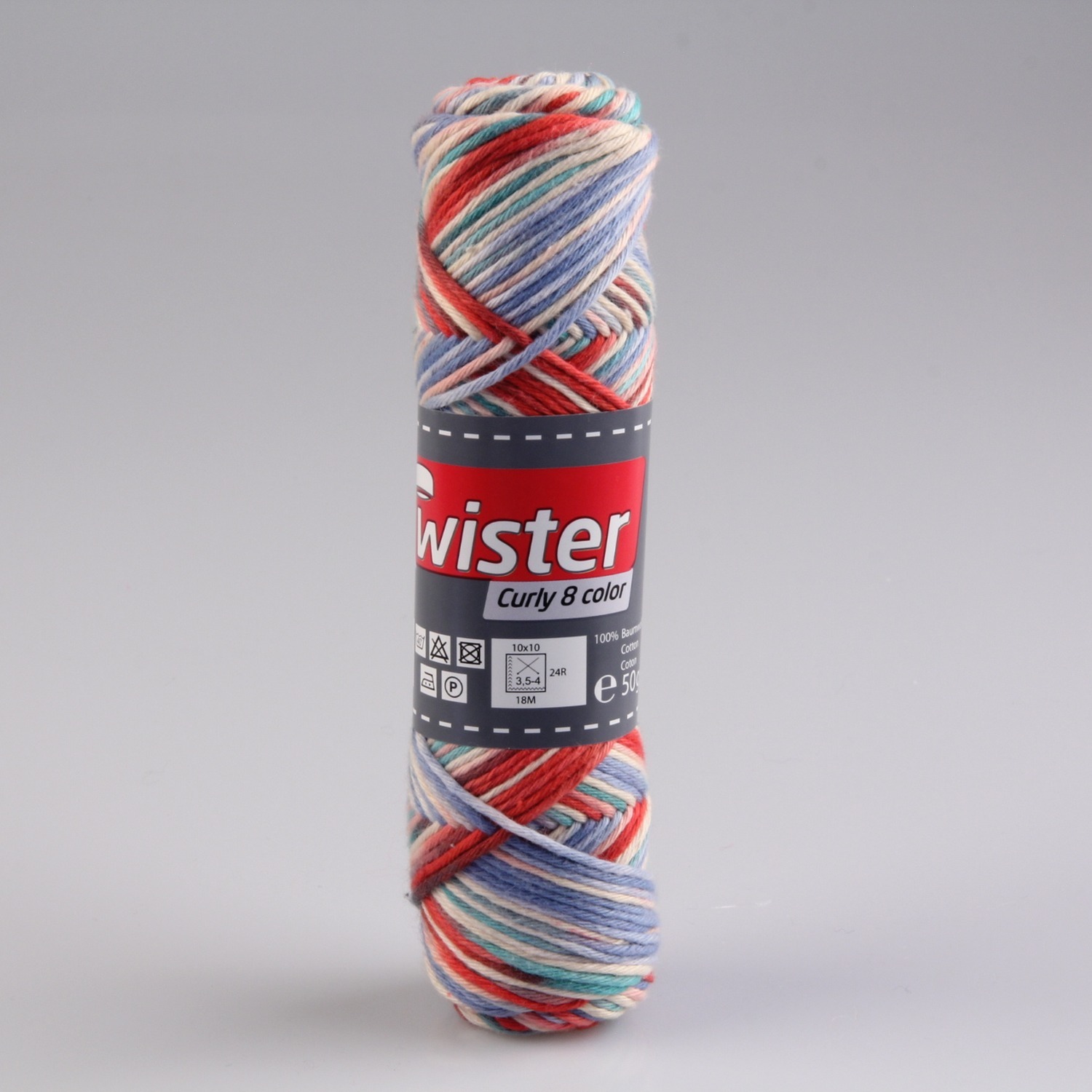 Häkelgarn TWISTER CURLY - blau-grün-rose - 50g