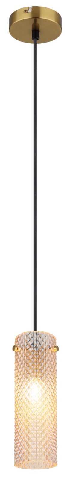 Hängeleuchte - goldfarben - amberfarbenes Glas - 120 cm hoch