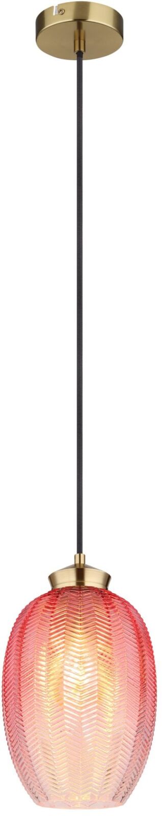 Hängeleuchte - goldfarben matt - brombeere-rot - 120 cm