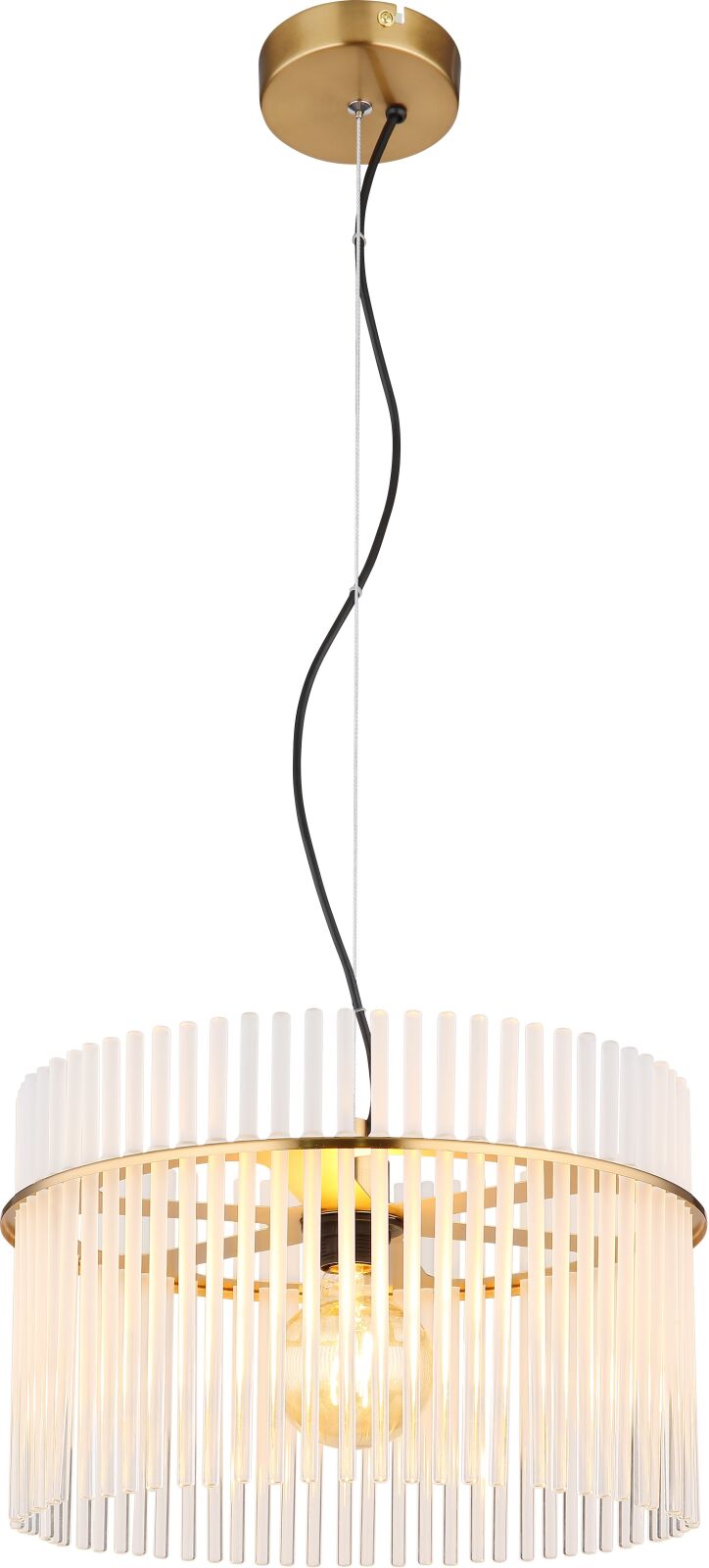 Hängeleuchte - goldfarben matt - opal - Glasstäbe - 150 cm