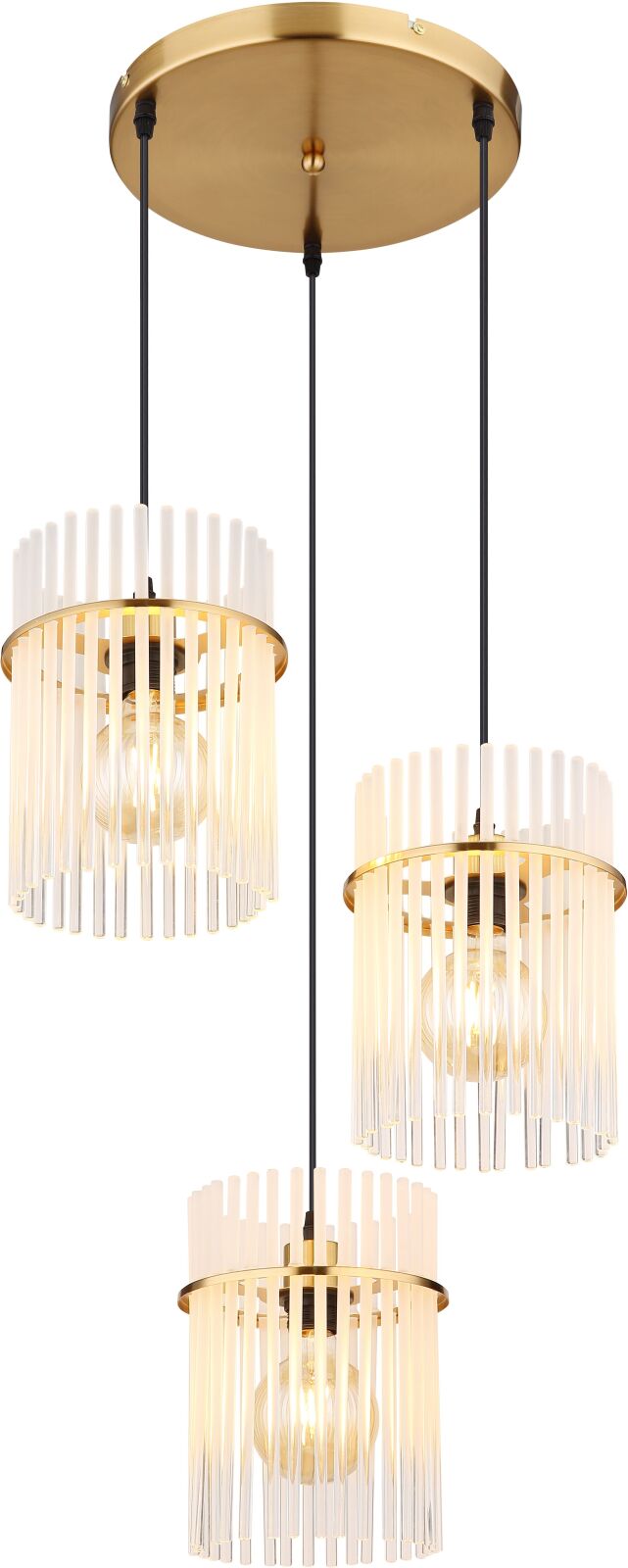 Hängeleuchte - goldfarben matt - opal - Glasstäbe - 3-flammig - Ø 47 cm