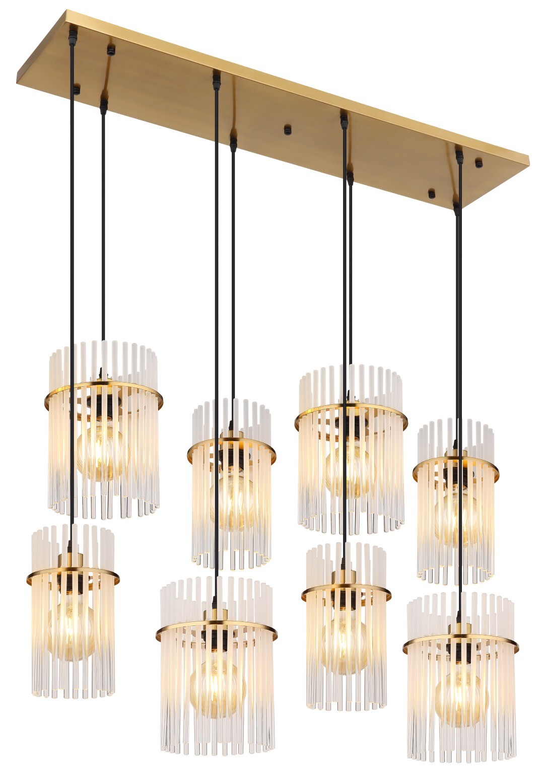Hängeleuchte - goldfarben matt - opal klar verlaufend - 110 cm breit
