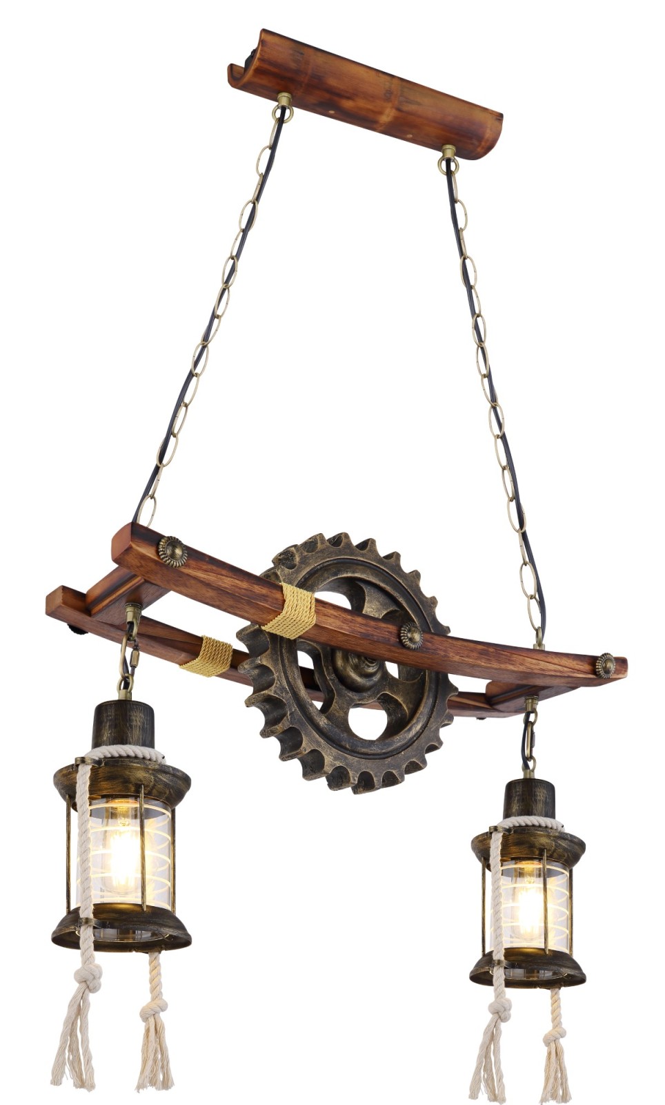Hängeleuchte - messing-braun - Eisen - 62 cm breit