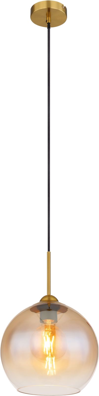 Hängeleuchte - messingfarben-amber-schwarz - 120 cm