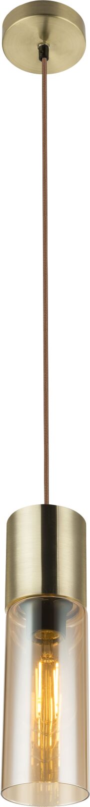 Hängeleuchte - messingfarben matt - amber - einflammig - 150 cm