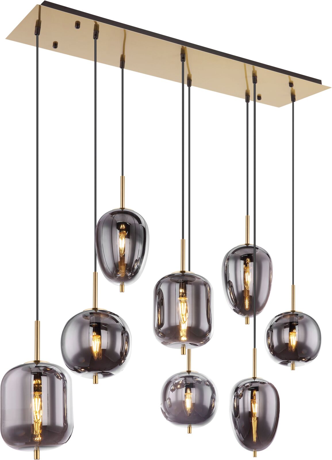 Hängeleuchte - messingfarben matt - rauchfarben - 120 cm - 8-flammig