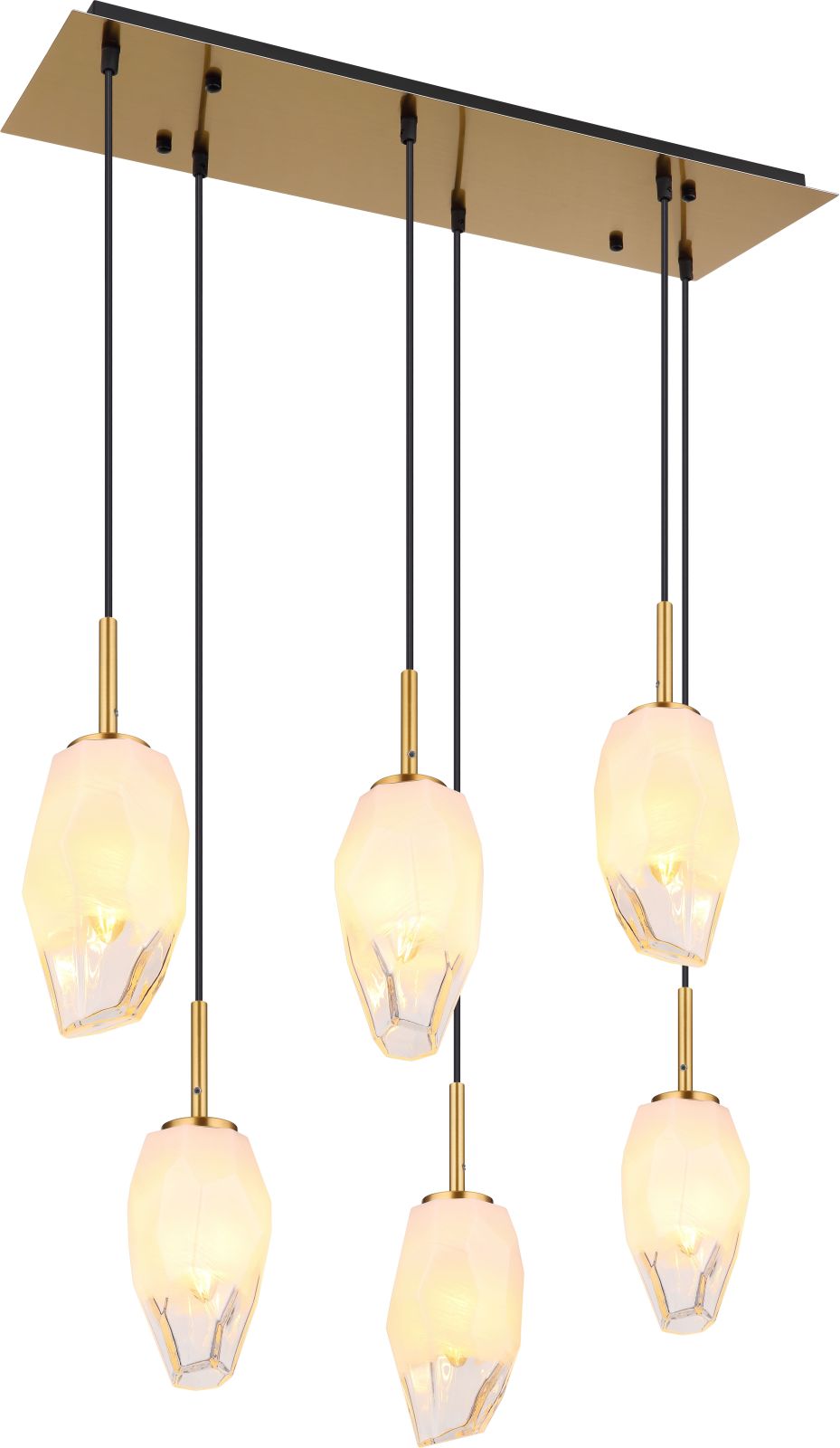 Hängeleuchte - messingfarben-schwarz - 120 cm - 6-flammig