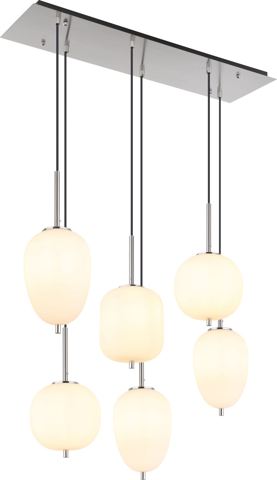 Hängeleuchte - Nickel matt - opal - 6-flammig