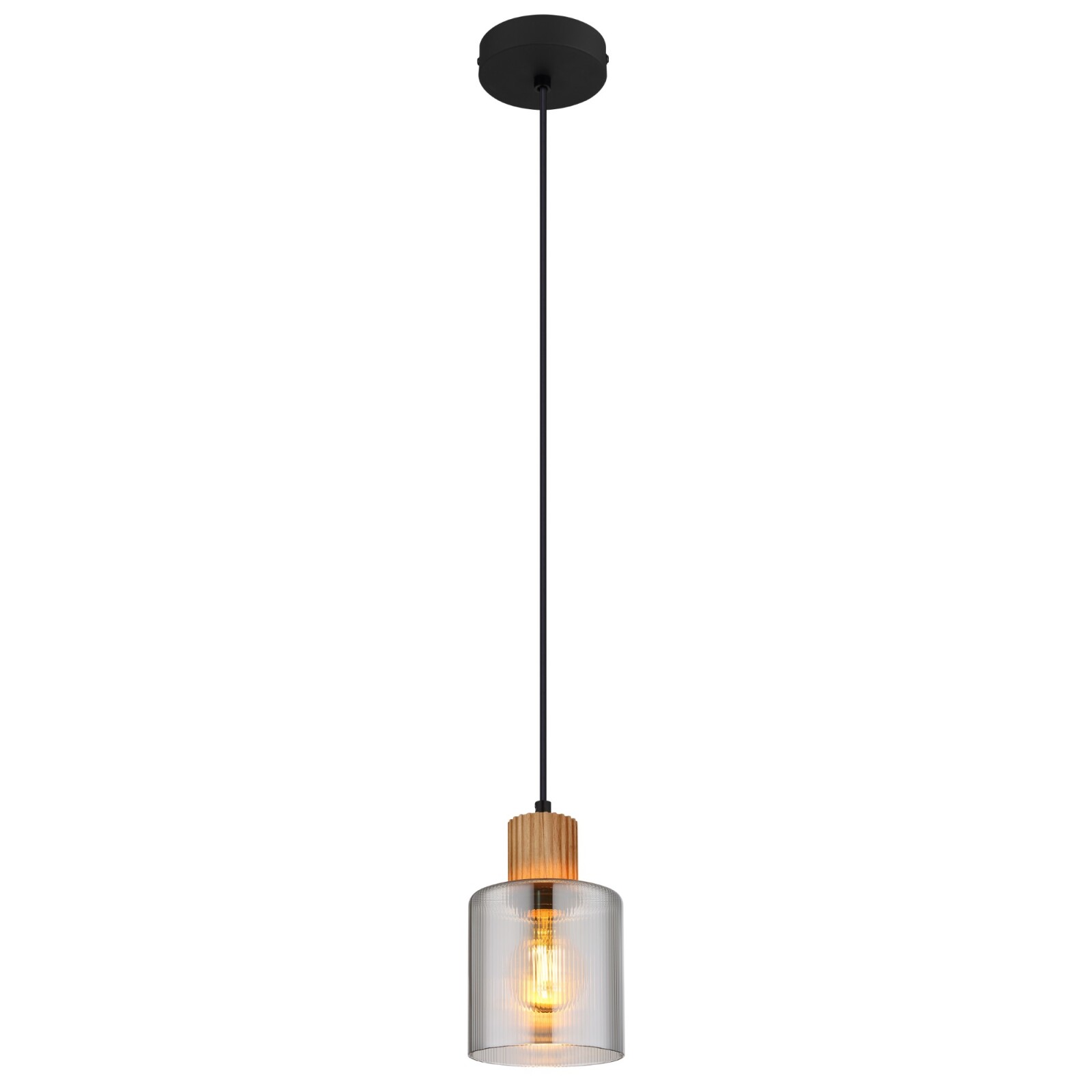Hängeleuchte - schwarz-braun-rauchfarben - Ø 12 cm