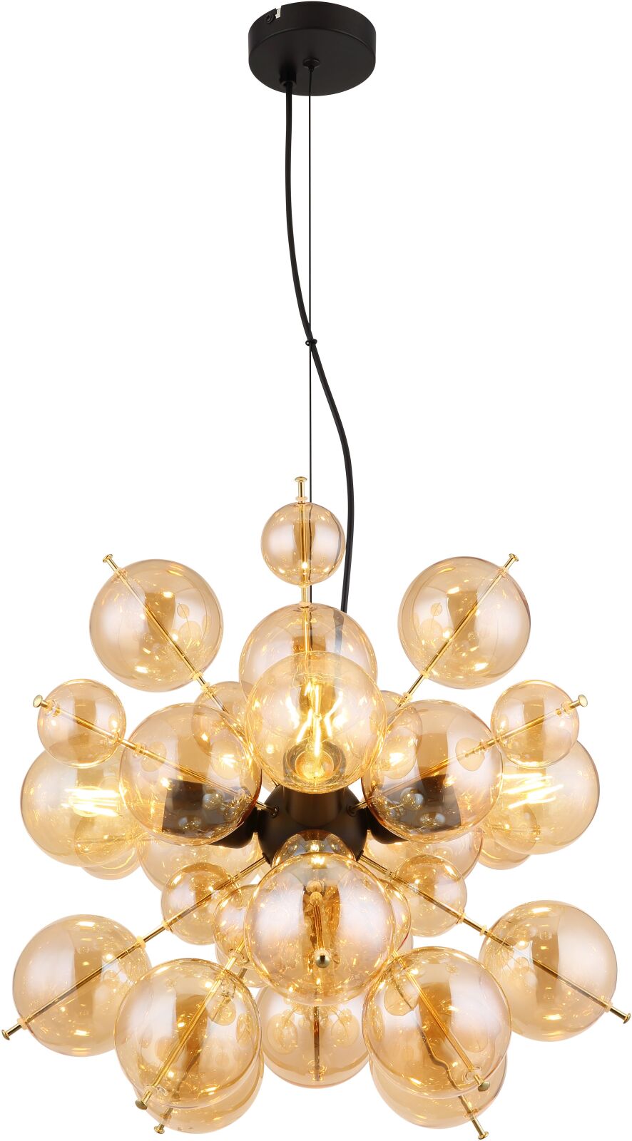 Hängeleuchte - schwarz - Gold - amber - 4-flammig - Ø 51,5 cm