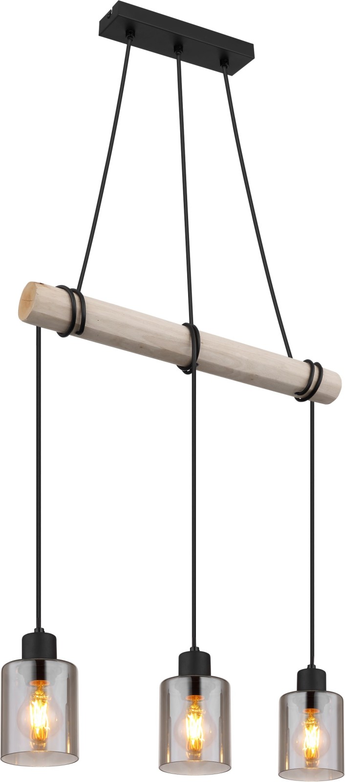 Hängeleuchte - schwarz-holzfarben - 50 cm breit
