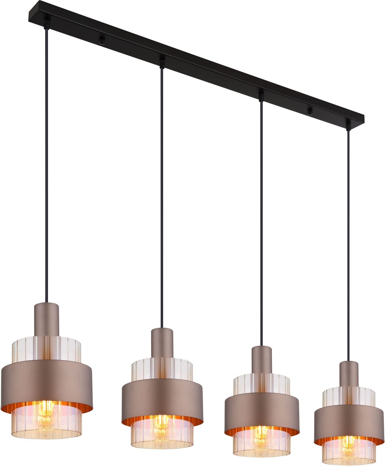Hängeleuchte - schwarz matt - Bronze - 4-flammig - 110 cm