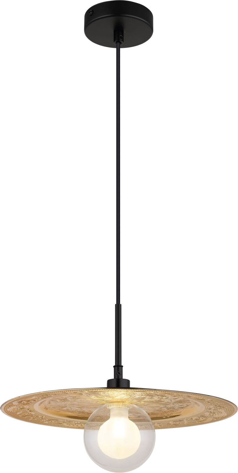 Hängeleuchte - schwarz matt - Gold - Dekorstanzungen - Ø 33 cm