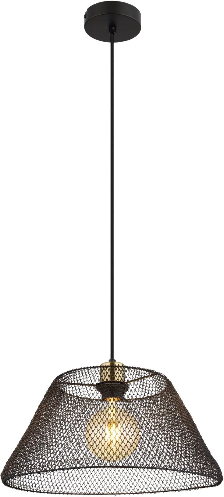 Hängeleuchte - schwarz matt - goldfarben antik - Ø 36 cm