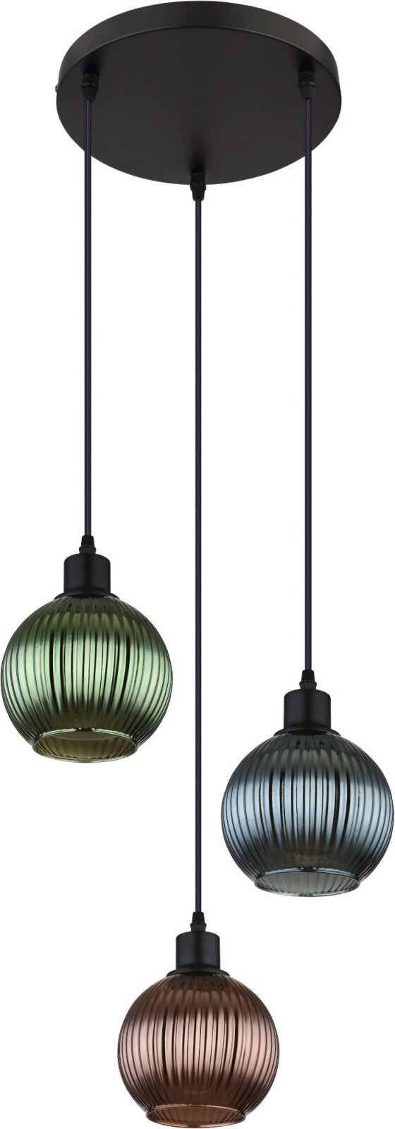Hängeleuchte - schwarz matt - multicolor - Glas - 3-flammig