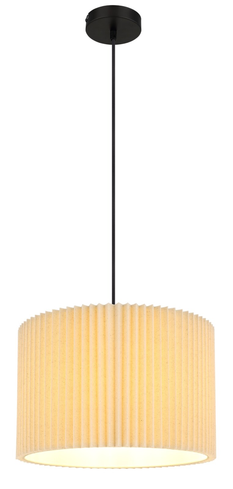 Hängeleuchte - schwarz matt - naturfarbene Textilschirme - 1-flammig - Ø 38 cm