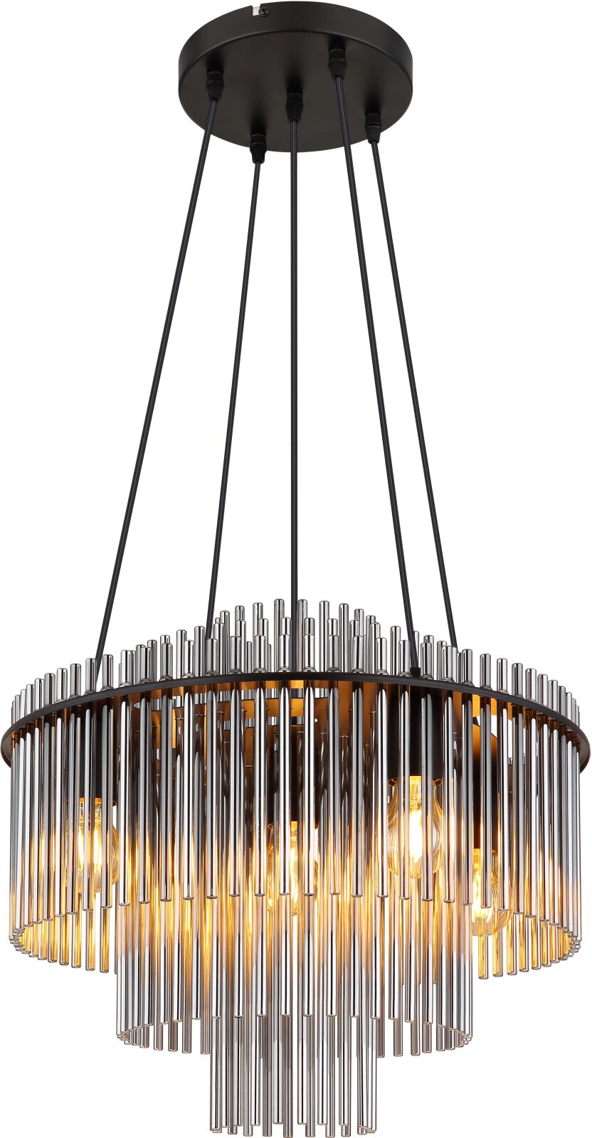 Hängeleuchte - schwarz matt - rauchfarben - 5-flammig - Ø 50 cm