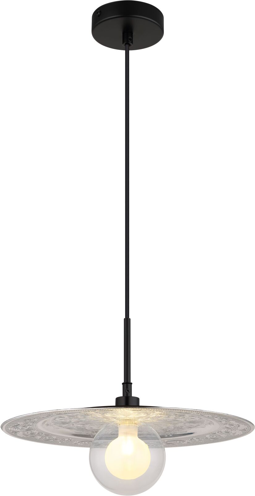 Hängeleuchte - schwarz matt - Silber - Dekorstanzungen - Ø 33 cm