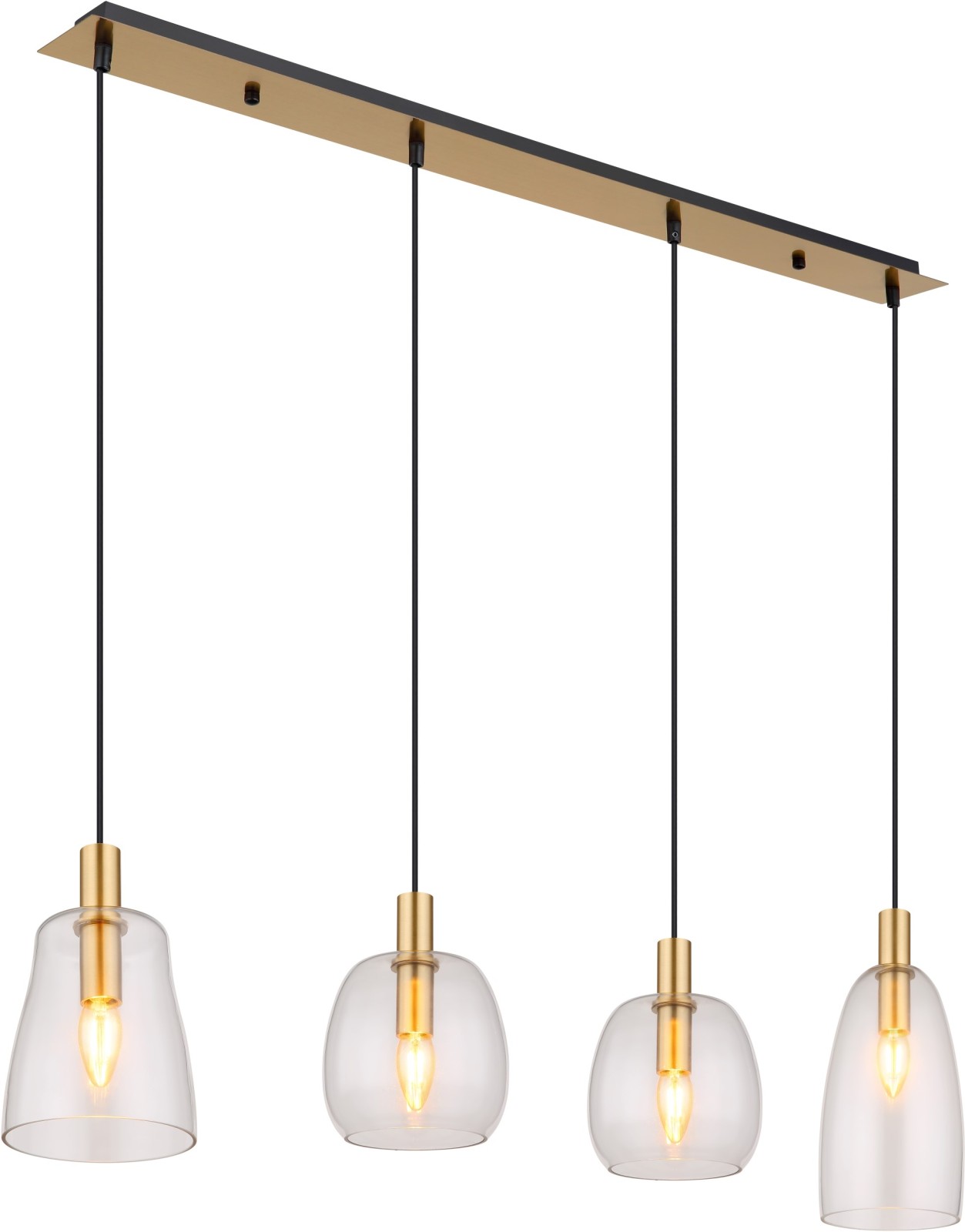 Hängeleuchte - schwarz-messingfarben - 120 cm - 4-flammig