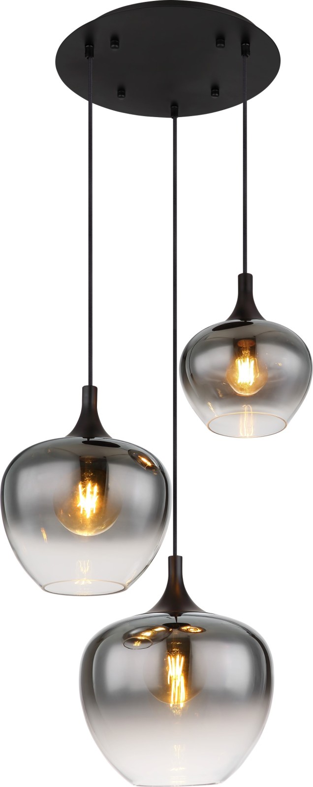Hängeleuchte - schwarz-rauchfarben - Ø 48 cm - 3-flammig