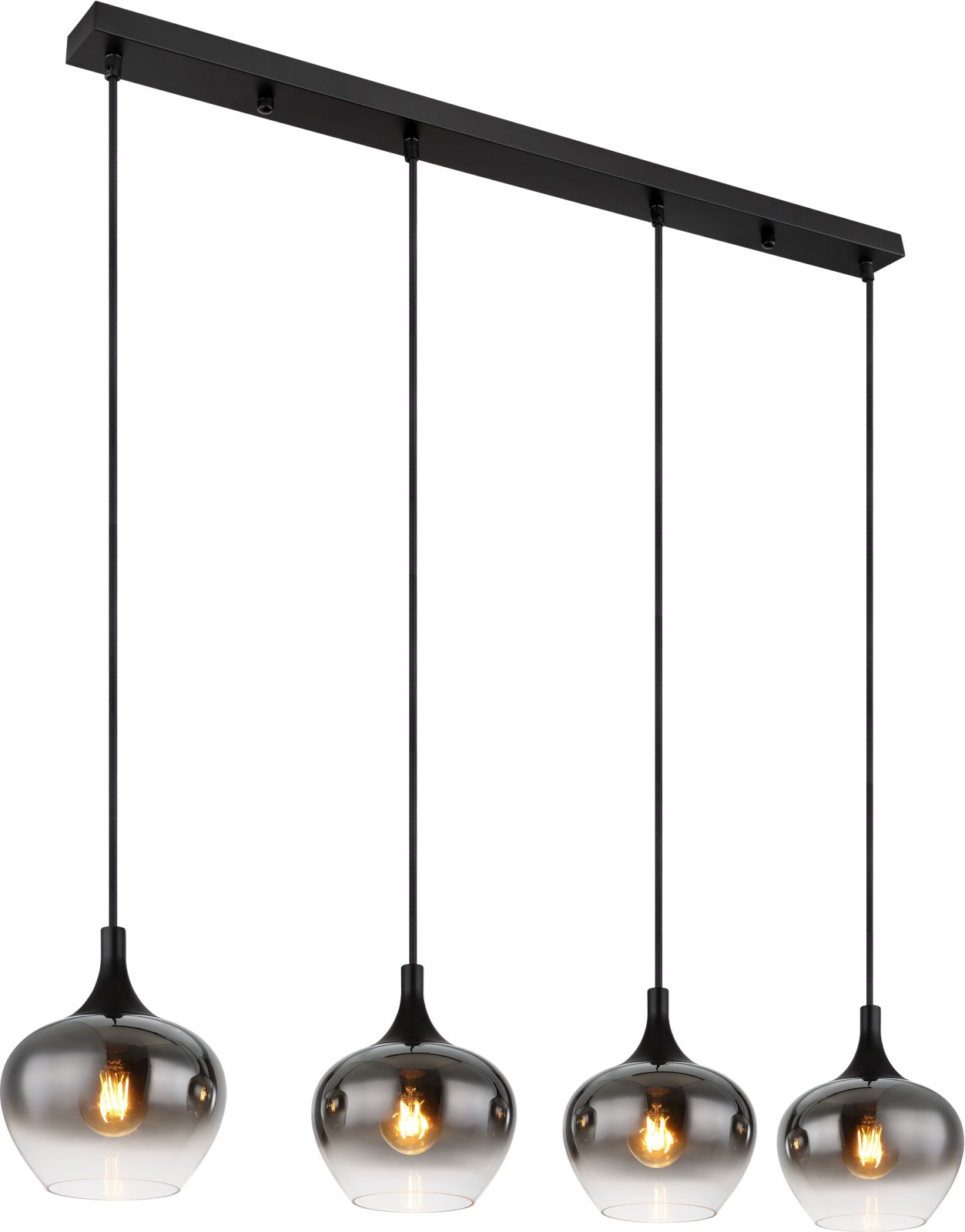 Hängeleuchte - schwarz-rauchfarben - 100 cm - 4-flammig