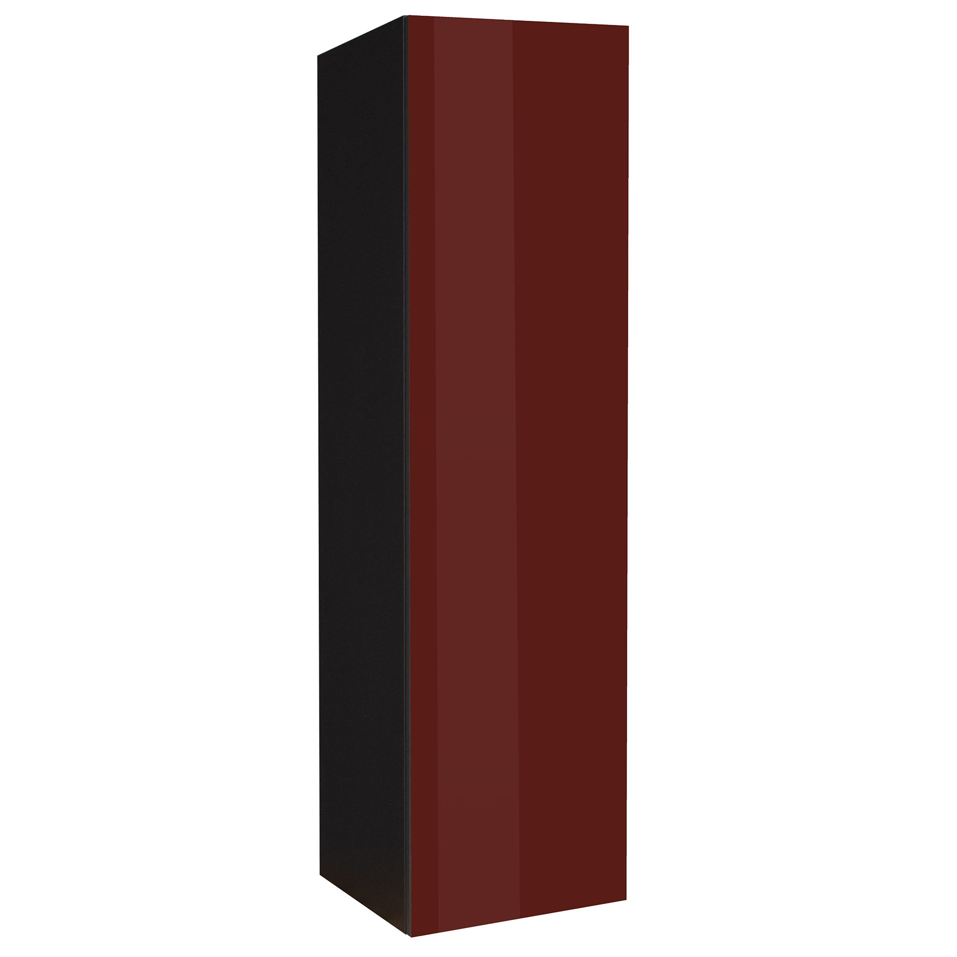 Hängeschrank - bordeauxrot - graphit matt - Glasfront - eine Tür