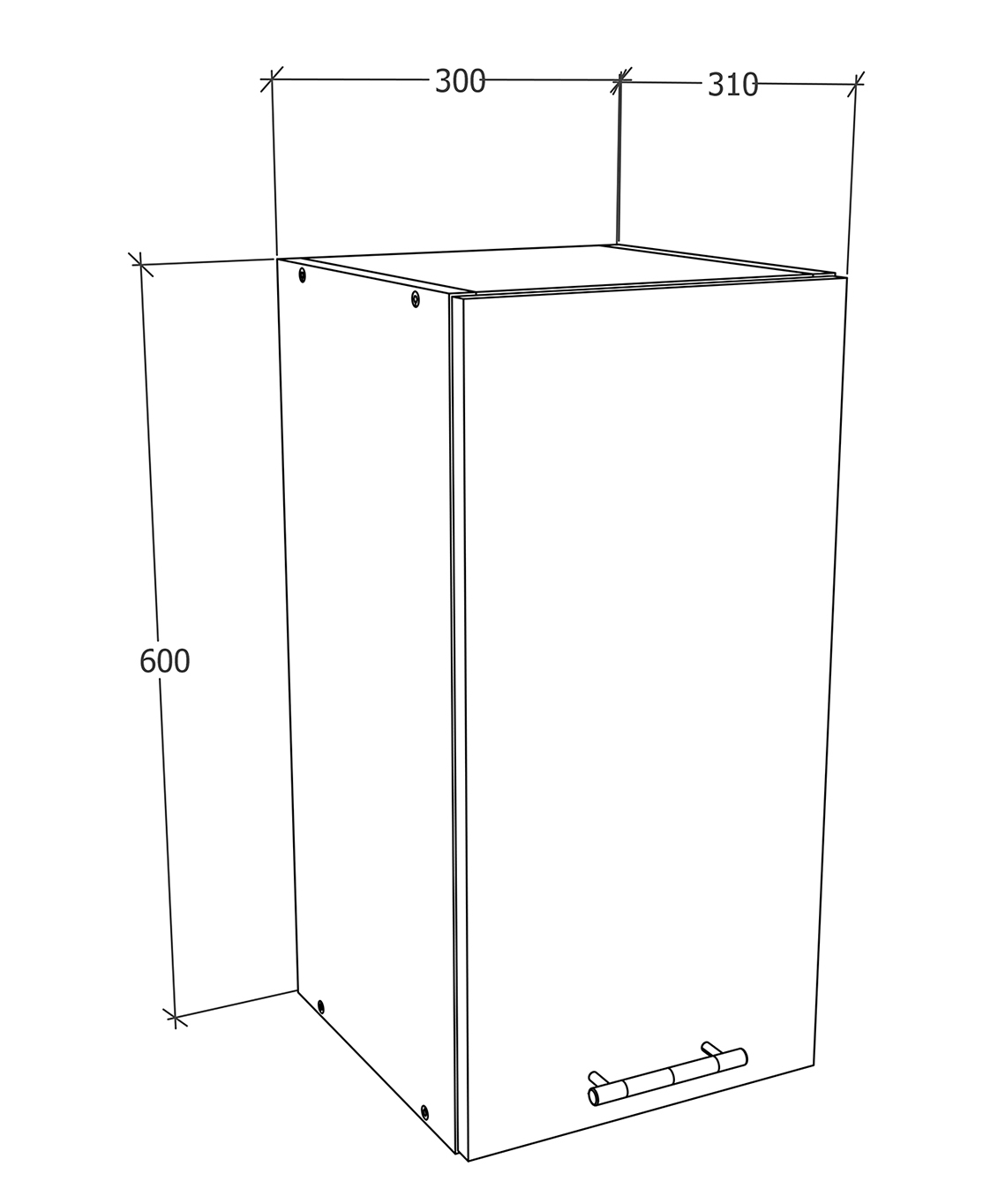 Hängeschrank ESILO - anthrazit - weiß - 30 cm